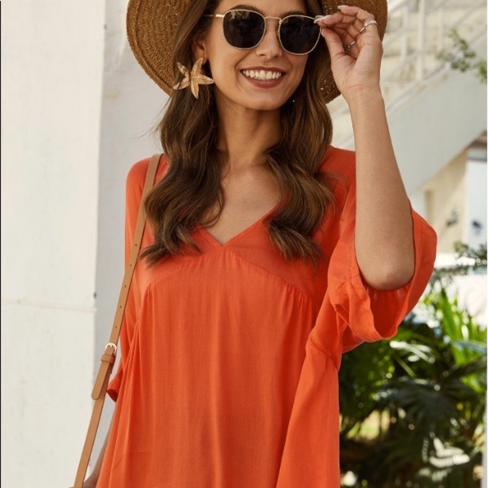 Relax Fit Orange Quarter Sleeve Top NWT Size Medium